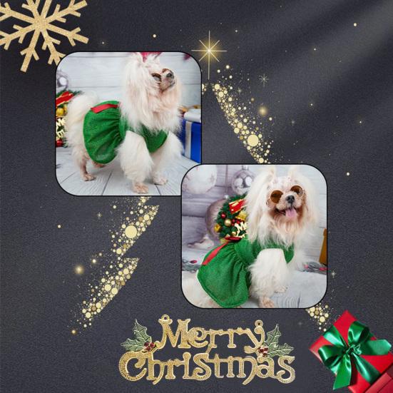 Pet Christmas Dress Abdominal Tightness Bow Tie No Pilling Comfortable Breathable Photograph Prop