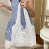 Korean Style Embroidered Lace Tote Bag Soft Square Shoulder Daily Wear