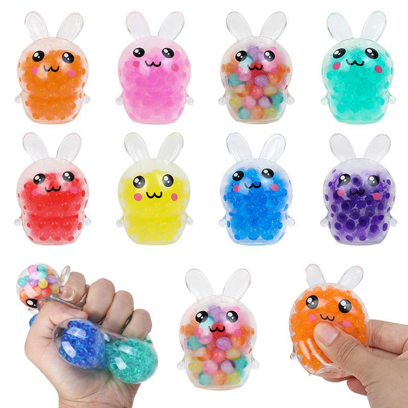 Easter Soft Bunny Squeeze Ball Stress Relief Fidget Toy Kids Birthday Party Favors Easter Party Egg Basket Fillers Boy Girl Gift