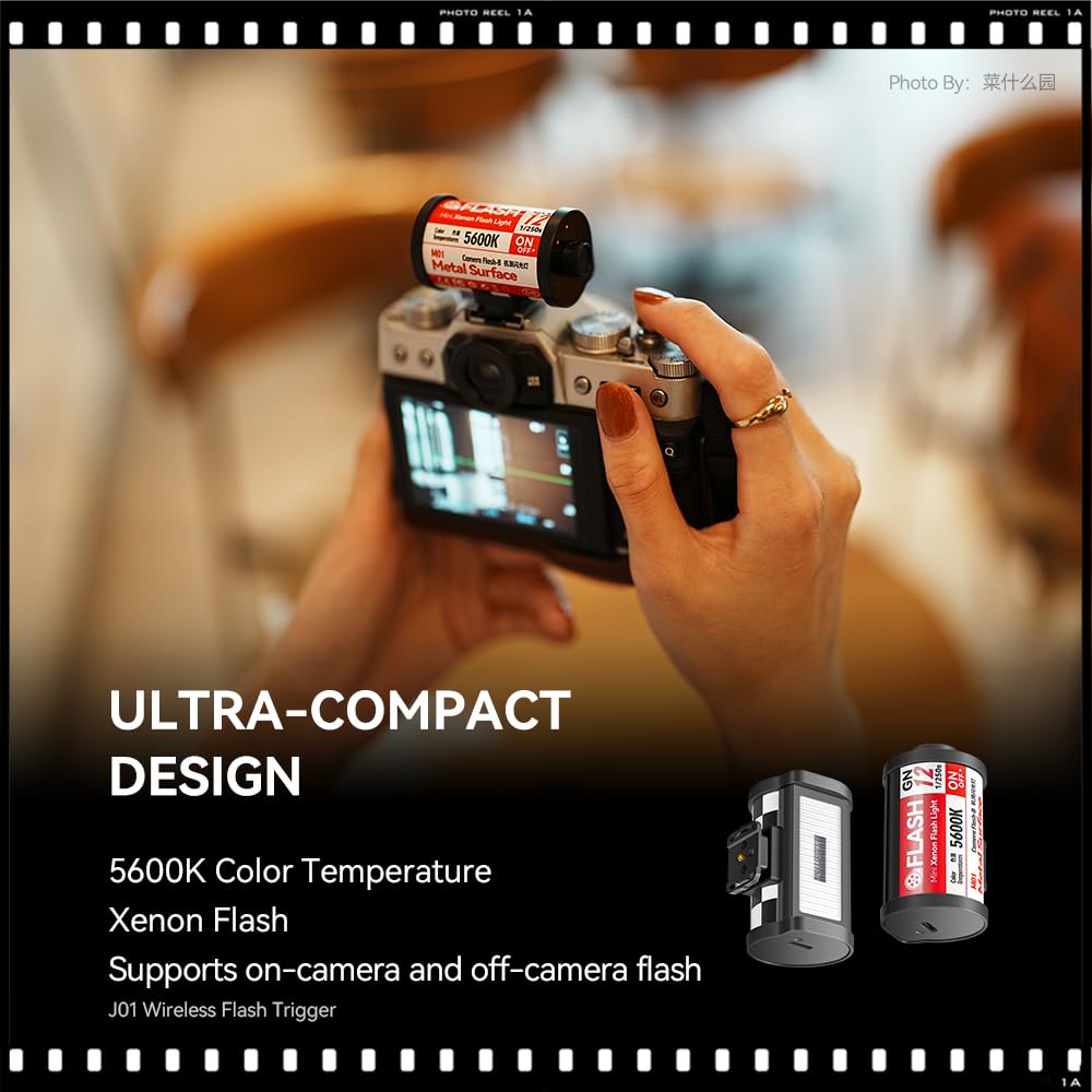 TTArtisan Mini Flash Camera Flash Speedlite Flash Strobe with Hot Shoe 5600K Color 4 Power GN12 Compact for Mirrorless Meisho Optical (TT-M01B) (with