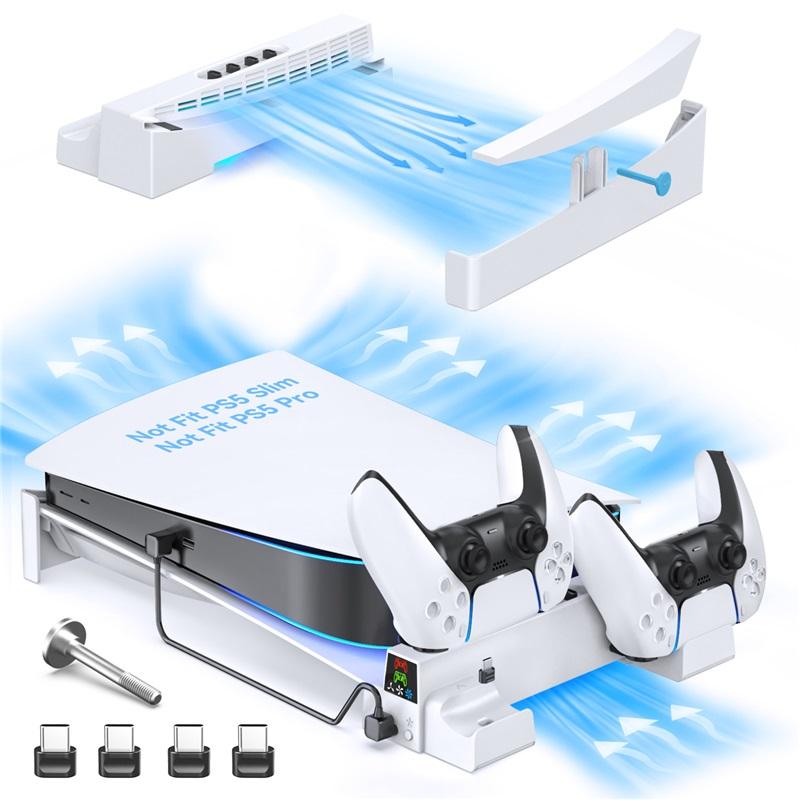 OIVO for PS5 Console Horizontal Cooling Stand PS5 Base Holder PS5 Controller Charger for Playstation 5 Disc & Digital Editions