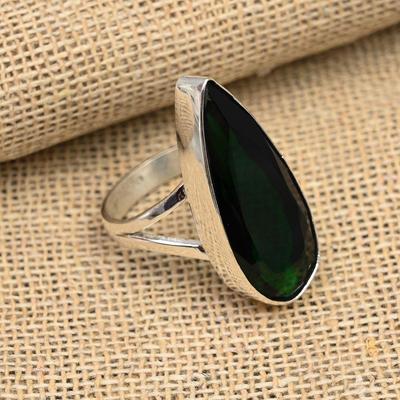 Chromdiopsid-Edelstein, handgefertigter Ringschmuck aus 925er Sterlingsilber für Weihnachten