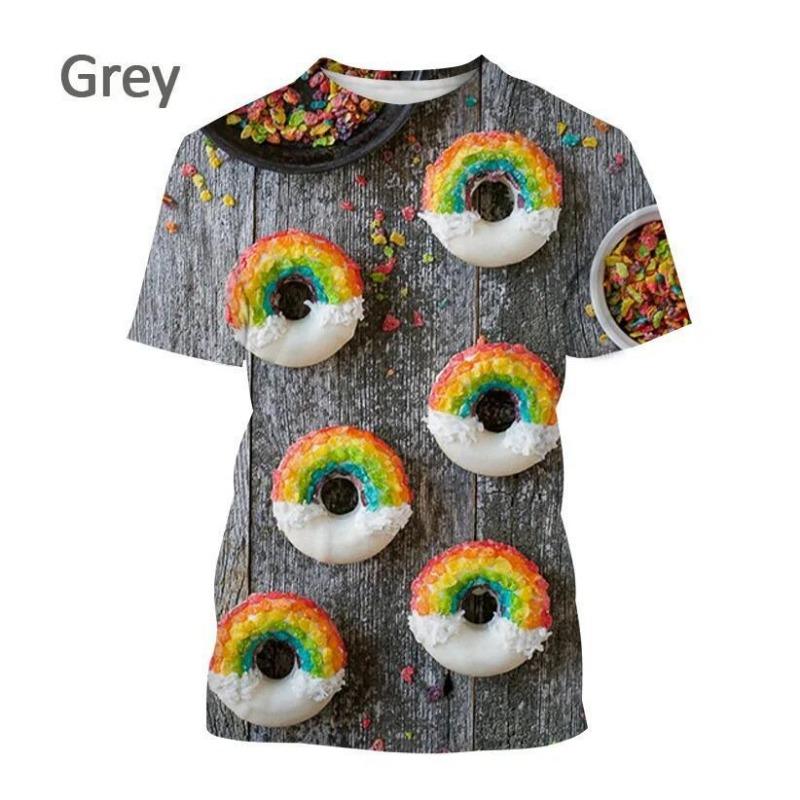 Men's T-shirt Color Blue Donut 3D Digital Printing Personalized Men's Short Sleeved Top T-shirt