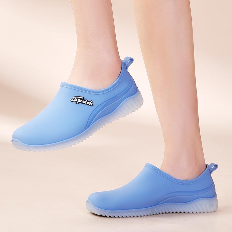 Water Shoes New Fashion Light Mouth Rain Shoes Women, Non-slip Waterproof Thickened Spring and Autumn Low-top Rubber Shoes Women