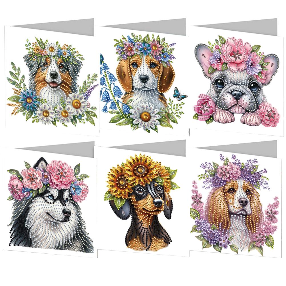 6pcs Diamond Painting Christmas Cards Handmade 5D Rhinestone Embroidery Arts Cards Kits Diamond Painting Greeting Thank You Card