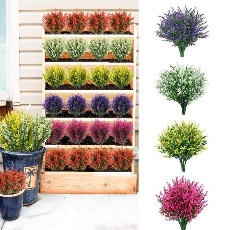 Artificial 1x Flowers Plastic Fake Outdoor Garden Plant Uv Resistant Home Decor