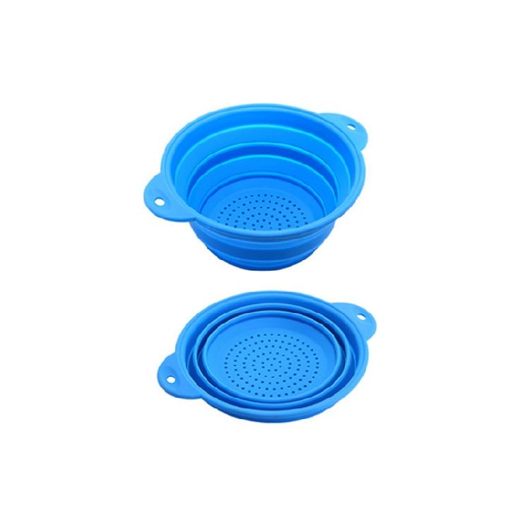 Foldable Silicone Colander Fruit Vegetable Washing Basket Strainer Collapsible S синий