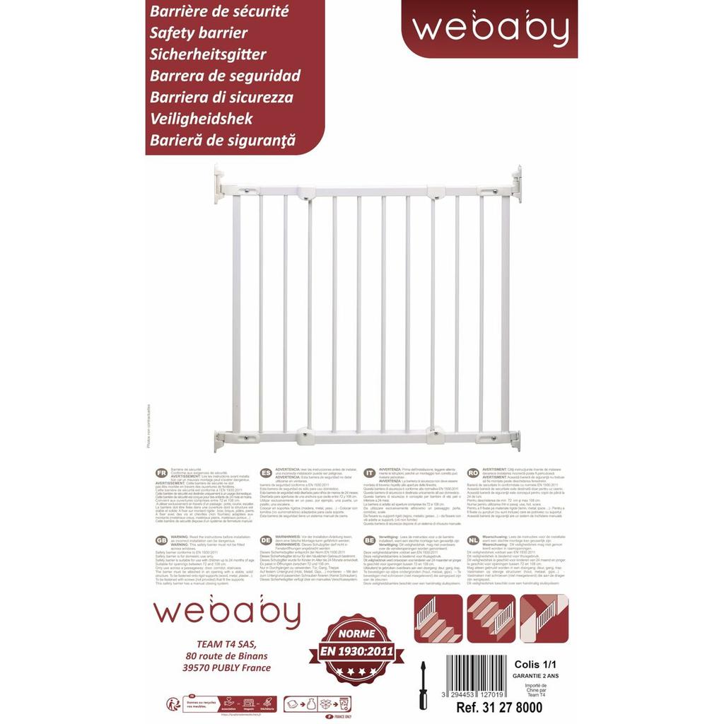 Safety Barrier WEBABY NONO White 72-108 Cm