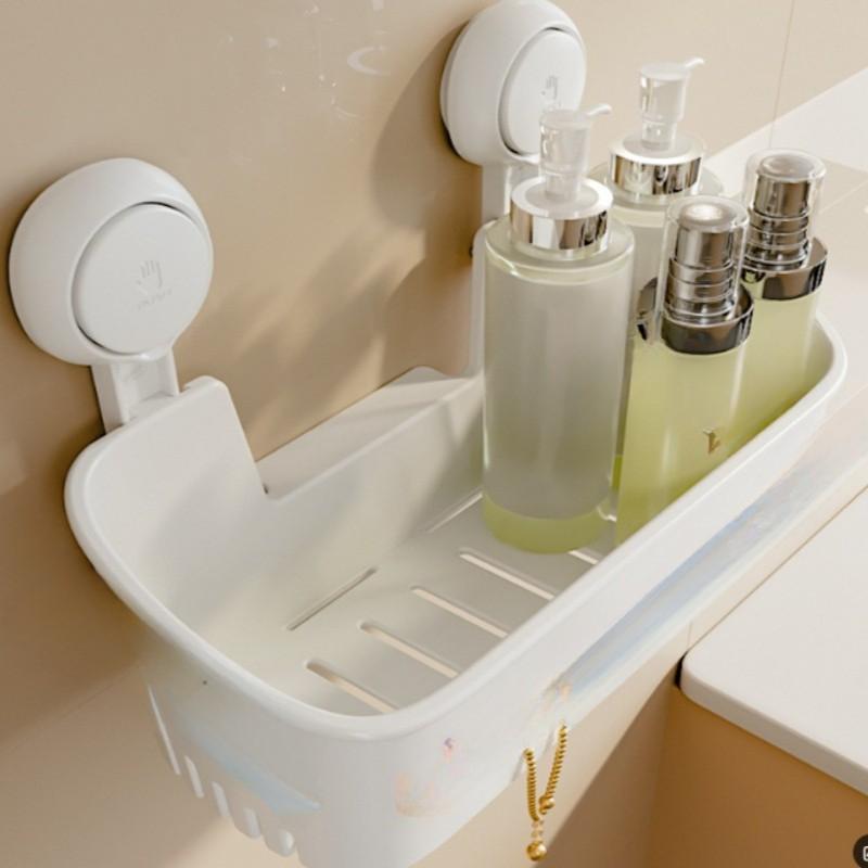 1pcs Shower Caddy Drill-Free with Vacuum Suction Cup Removable Shower Shelf Storage Basket for Shampoo Toiletries, Kitchen
