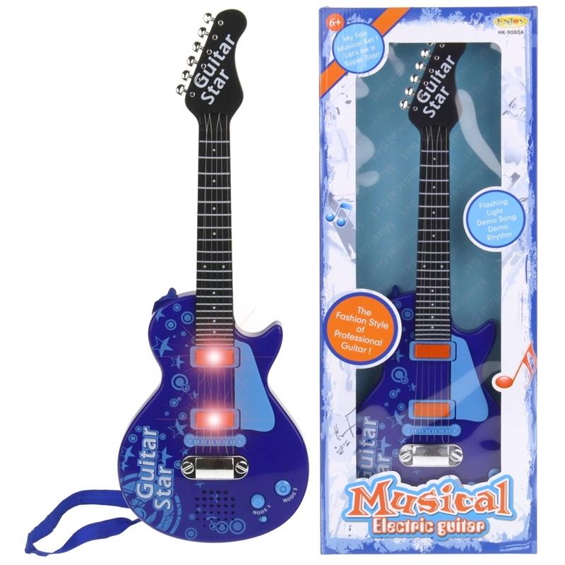 Gitara Elektryczna Dla Dzieci Rockowa 6 Metalowych Strun Instrument Muzyczny