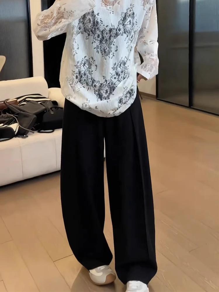 

Women s Plus Size Gray High-Waist Wide-Leg Suit Pants - Autumn 2025 Arrival 4XL чорний