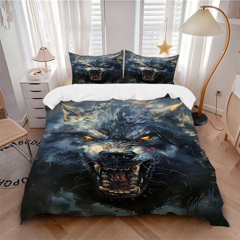 

3pcs bedding set Wolf Pack Includes 1 Comforter + 2 Pillowcases, Without Pillow Inserts, Soft Comfortable, Lightweight Breathable154 135x200cm