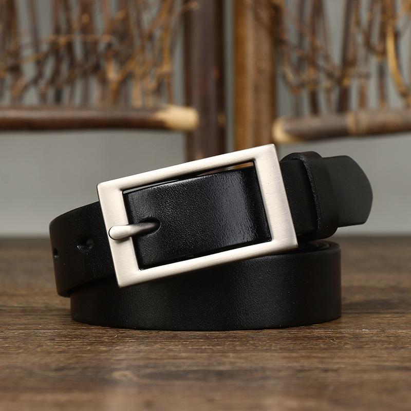 Women's Belt Stylish Simple and Versatile Genuine Leather Made Korean Trendy First Layer Pure Cattlehide Jeans Belt Women