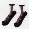 1Pair Women's Summer Linen Pattern Retro Stitching Small Floral Socks