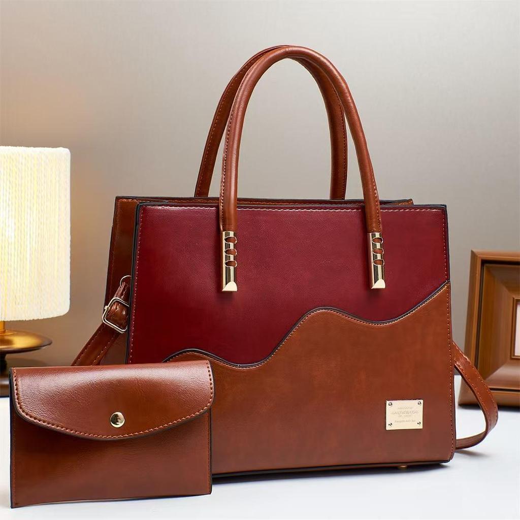 2025 Spring/Summer Women's Large Capacity Color Block Tote Handbag