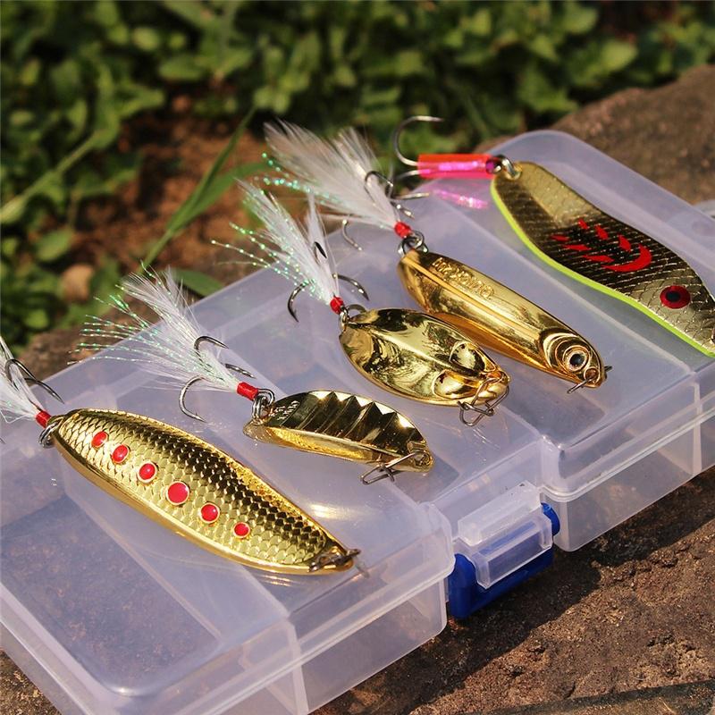 

5 шт. смешанный стиль, золотая ложка, рыболовная приманка с коробкой для снастей
