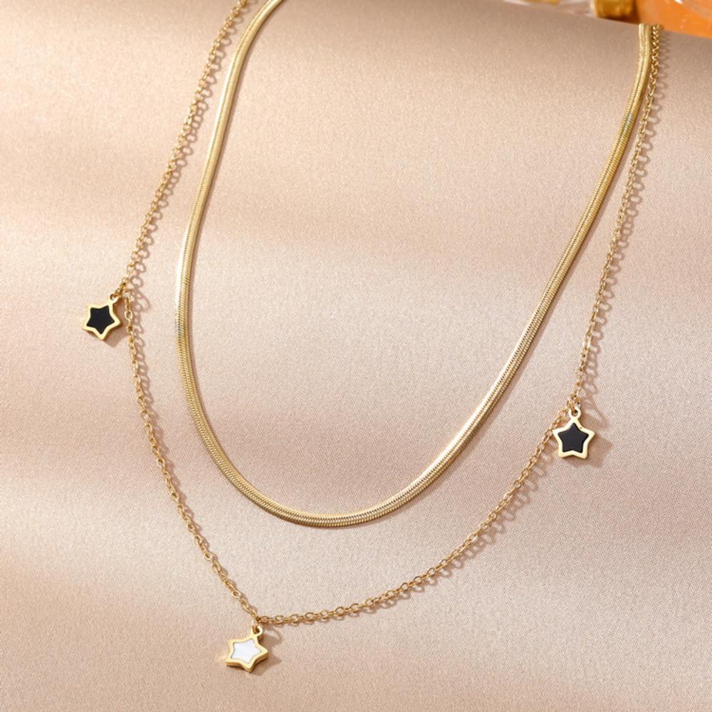 Fashion Star Pendant Necklace Women Elegant Charm Necklace Simple Double Layer Girl Gift Collar Chain Gift Sweater Chain