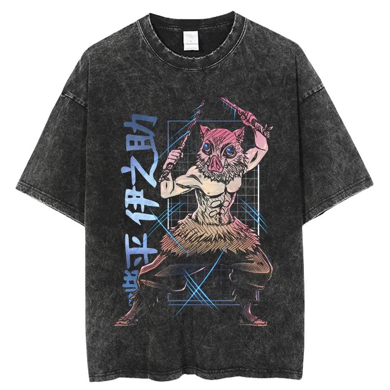Grafisches Japan Anime Übergroße Baumwoll-T-Shirts Herren Damen Workout Fitness T-Shirt Kurzarm Tops Vintage Harajuku Streetwear