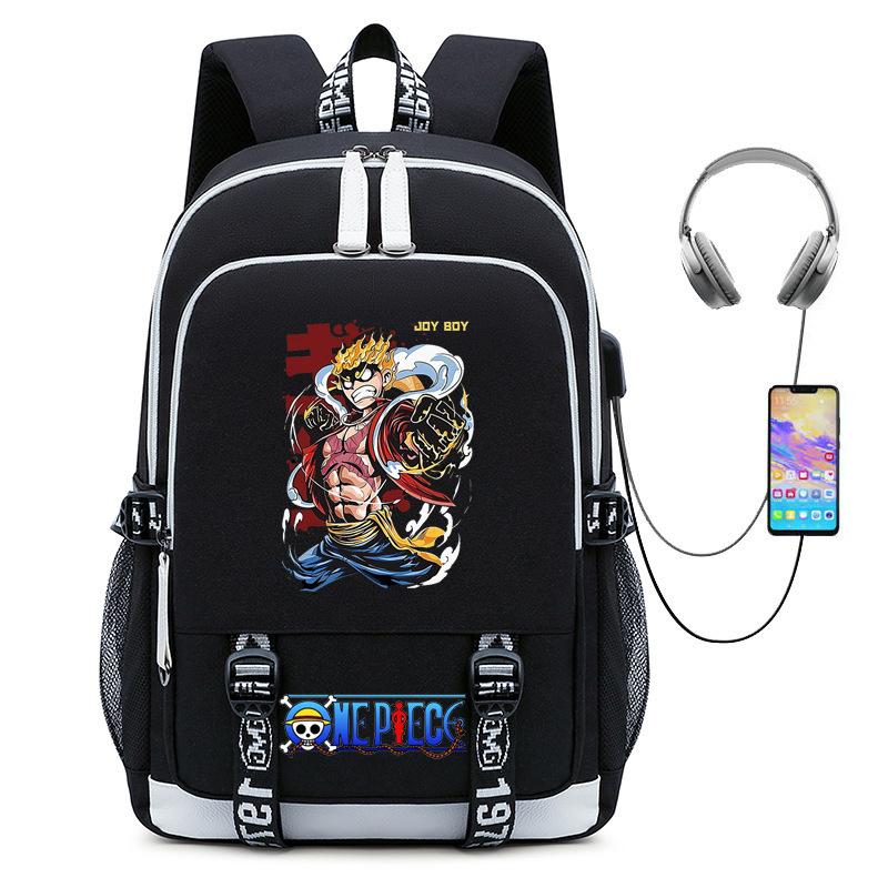 Riman ONE PIECE One Piece Peripheral Backpack, Youth Large-capacity Schoolbag USB Computer Bag