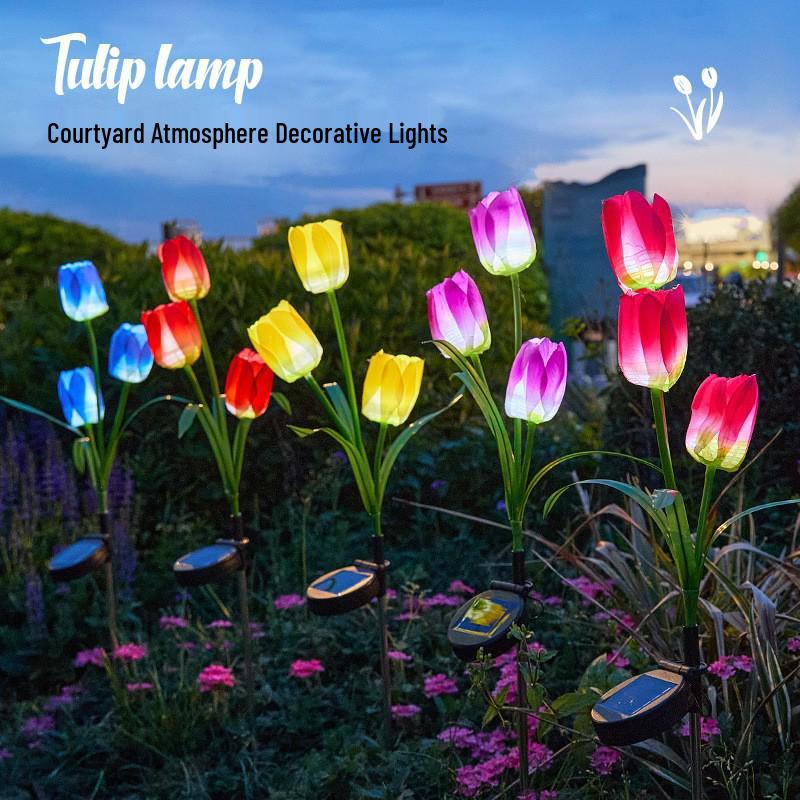 Tulip Solar Garden Stake Light: Outdoor Decorative Lawn Lamp