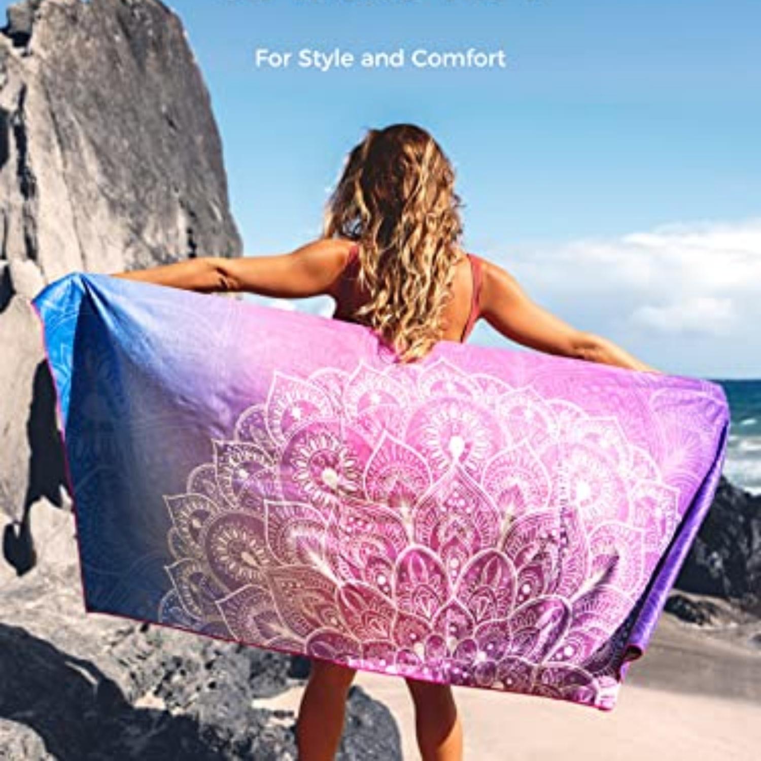 Ka Chen Muda White Ocoopa Beach Towel Microfiber, Extra Large 140X180cm Oversized Travel Towel- Quick Dry, Sand Free, Compact, Lightweight-Beach
