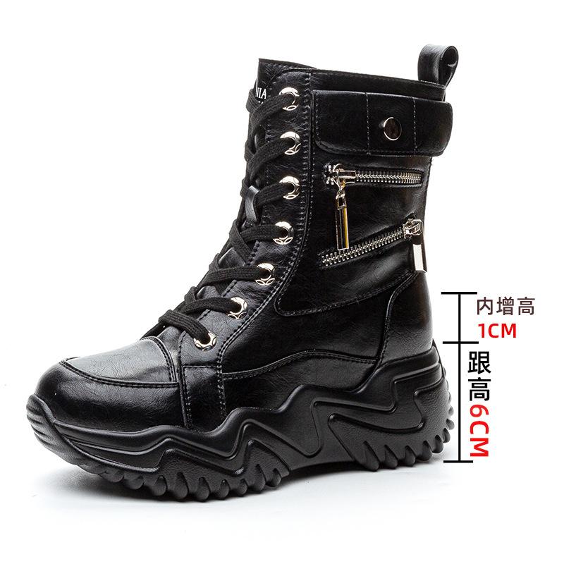 

Женская обувь осень и зима новые повседневные ботинки Martin на платформе детские длинные ботинки тонкие короткие ботинки кожаные ботинки женские 34 чёрный