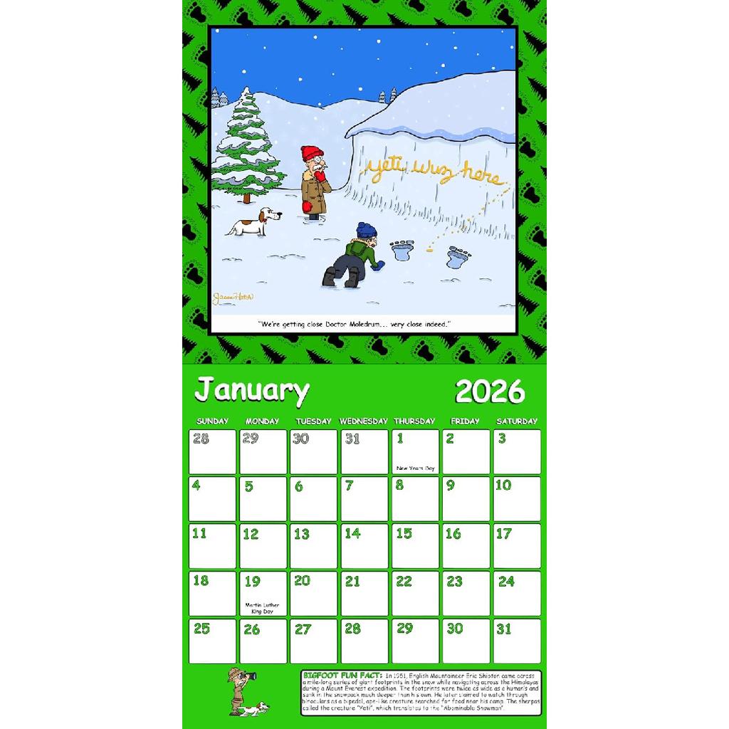 2026 Bigfoot Calendar - Bigfoot XING, Sasquatch, Yeti 12 Month Wall Calendar