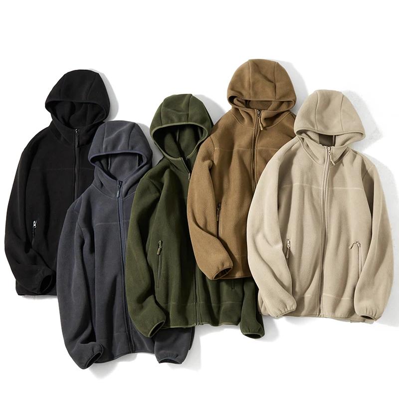 Męska polarowa kurtka z kapturem 2026 Jesień Zima Unisex Kurtka płaszcze Męskie Lekkie bluzy Męska polarowa bluza