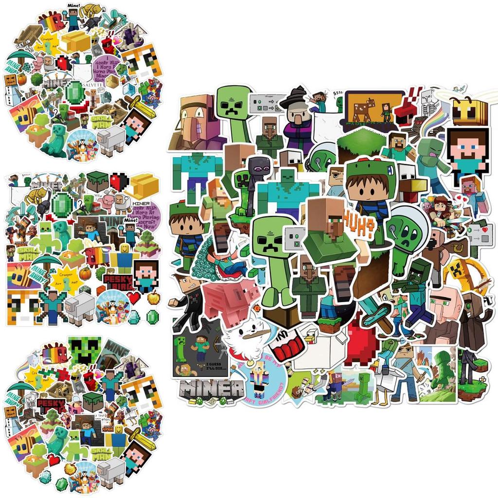 Minecraft 50pcs Game Stickers Pvc Waterproof Lapyop Bike Luggage Suitcase Decals