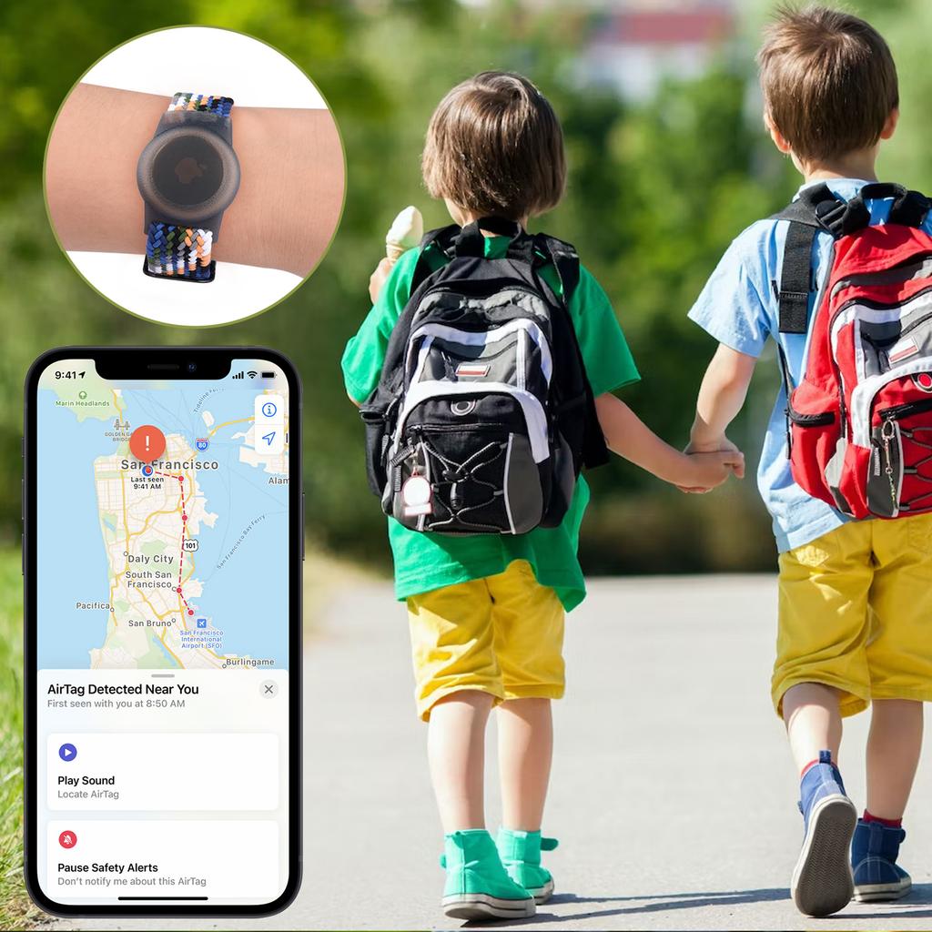 Nailono pintas riešo dirželis dėklas Apple AirTags dirželiui Vaikams Atsparus įbrėžimams dangtelis Airtag GPS sekikliui Laikiklio apyrankės priedai