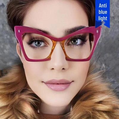 Montatura Occhiali Grande Farfalla Anti Luce Blu - Design alla Moda Color Block per Donna