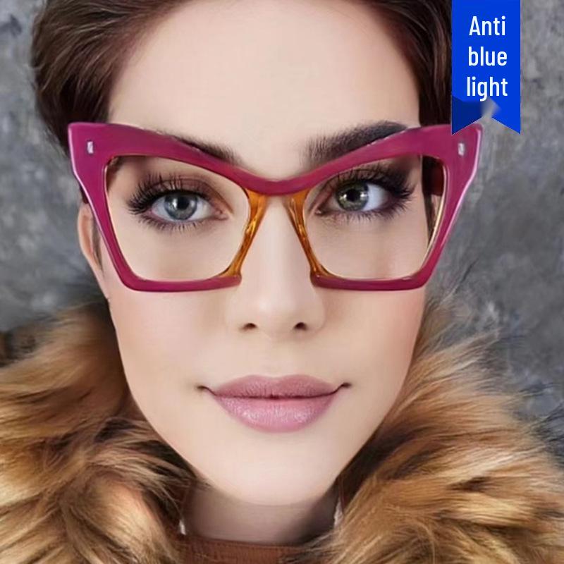 Montatura Occhiali Grande Farfalla Anti Luce Blu - Design alla Moda Color Block per Donna