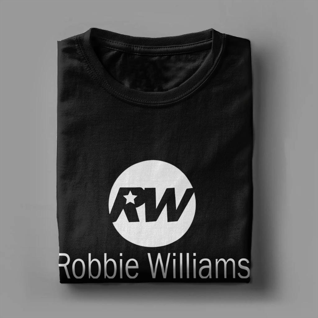 Vintage Robbie Williams Live 2025 Concert T-Shirt Men O Neck Pure Cotton T Shirt RW Singer Short Sleeve Tee Gift Merchandise