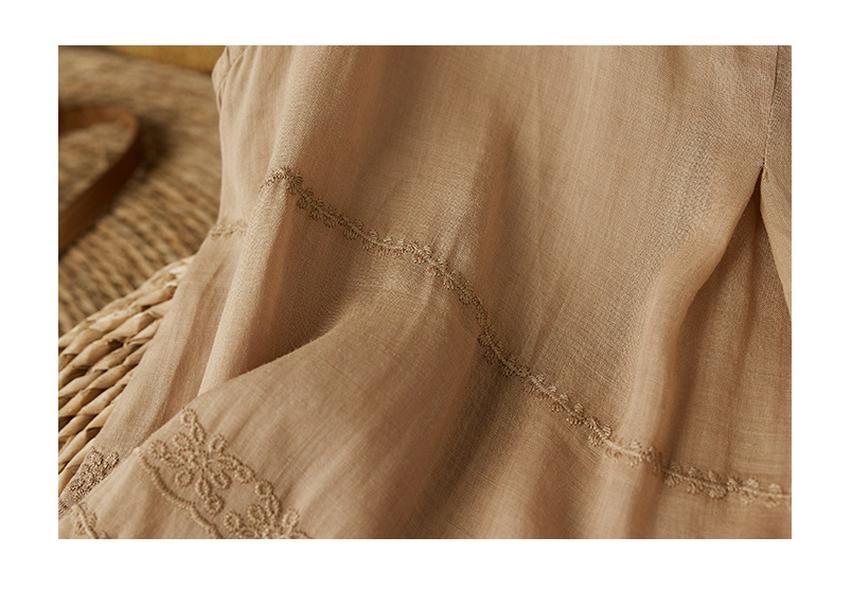 Retro Embroidered Sleeveless Ramie Top - Thin, Breathable, Versatile Summer Base Layer Vest for Women