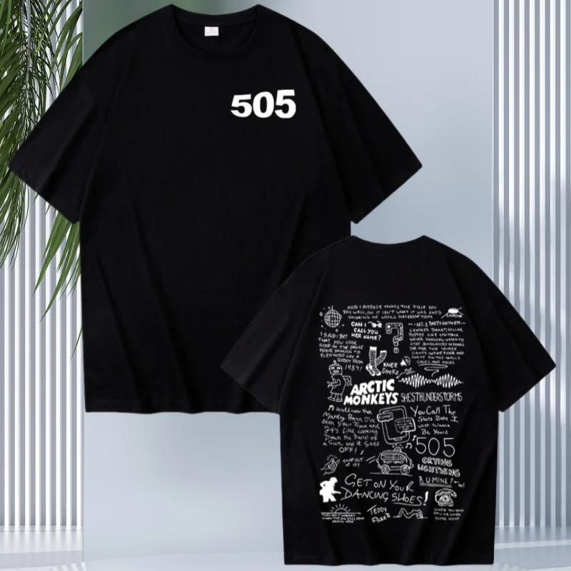 

New Cotton 505 Shirt Arctic Monkey Music Shirt Arctic Monkey Merch Gift Arctic Monkey Fans Round Neck Short Sleeve Shirt XXXXXL чорний