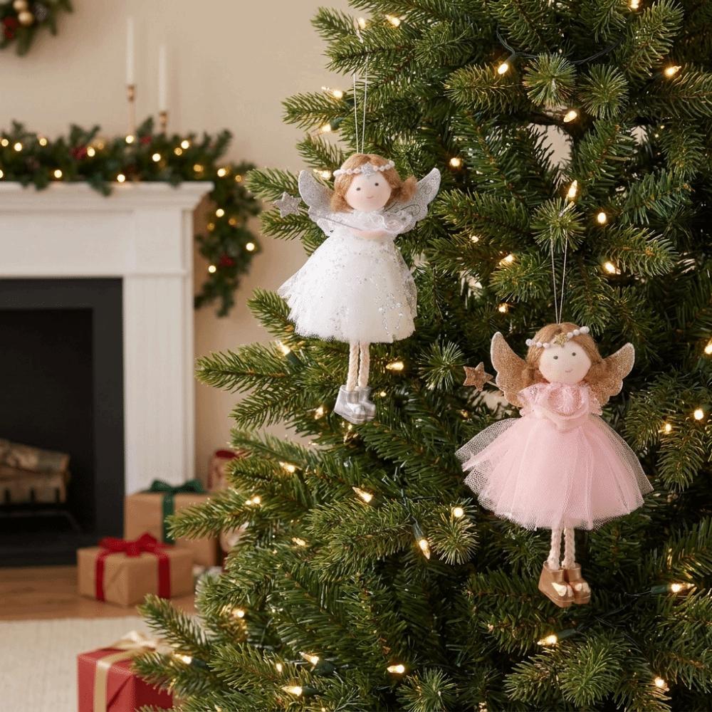Fabric Xmas Tree Angel Pendant Tulle Skirt Christmas Tree Decor Home Decor