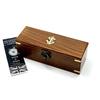 Antique Design Telescope Handheld, Wooden Box Optic Nautical Pirate Scope Spyglass, Leather Covered Telescope with Anchor Engraved Box