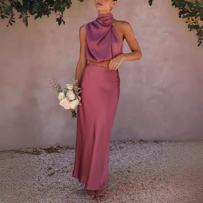 Women's New Spring and Summer Satin Multi-colour Slimming Leisure Two-piece Suit