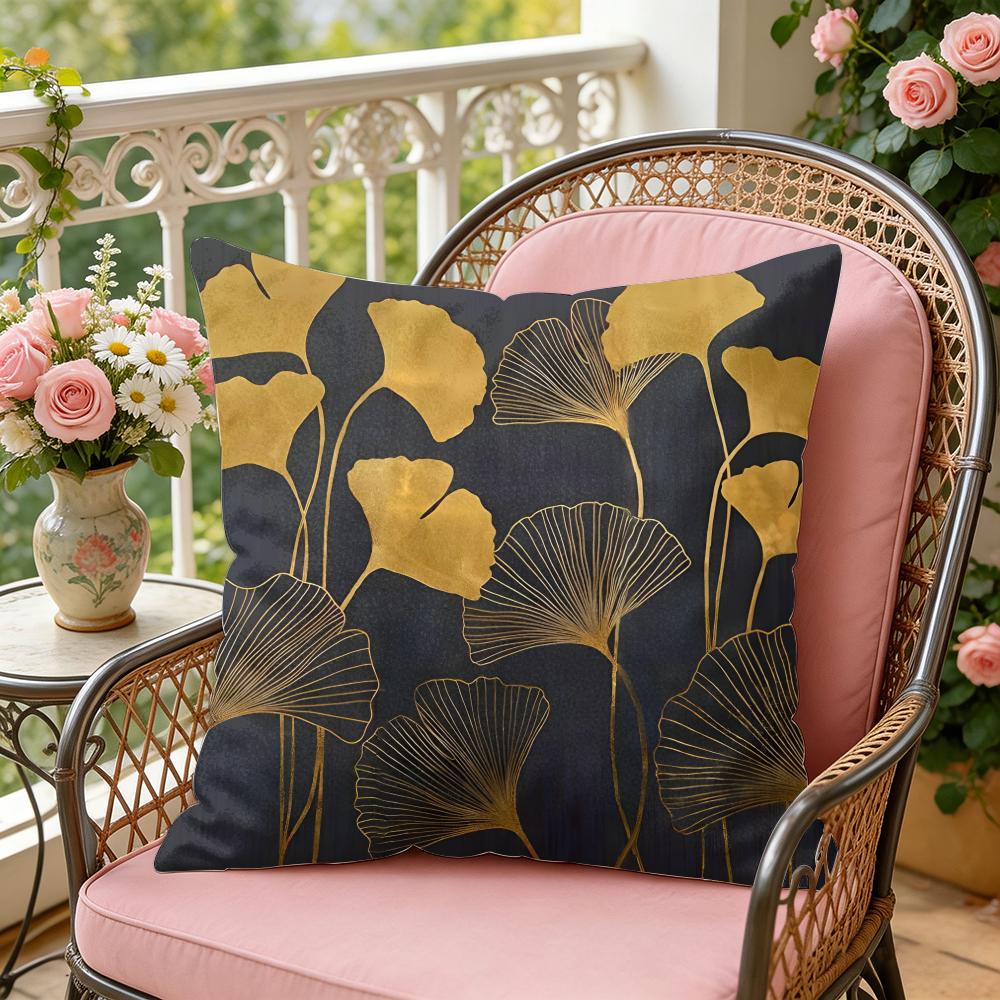 Ginkgo Leaves Cushion Cover Soft Plush Throw Pillow Cover DoubleSided Decorative Cushion Case Sofa Bedroom Home Decor