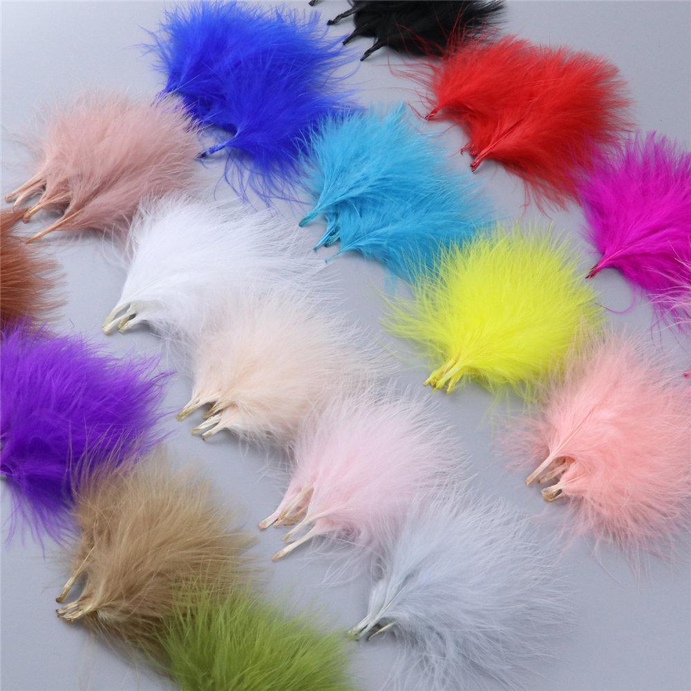 8-12cm Colord Turkey Feathers Natural Marabou Fly Tying Marabou Plumes for Craft Jewelry Making Decor