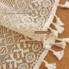 Boho Crochet Curtain, Sheer Lace Handmade Tassels Knitted Window Treatment Vintage Rustic Bohemian Farmhouse Drape for Bedroom