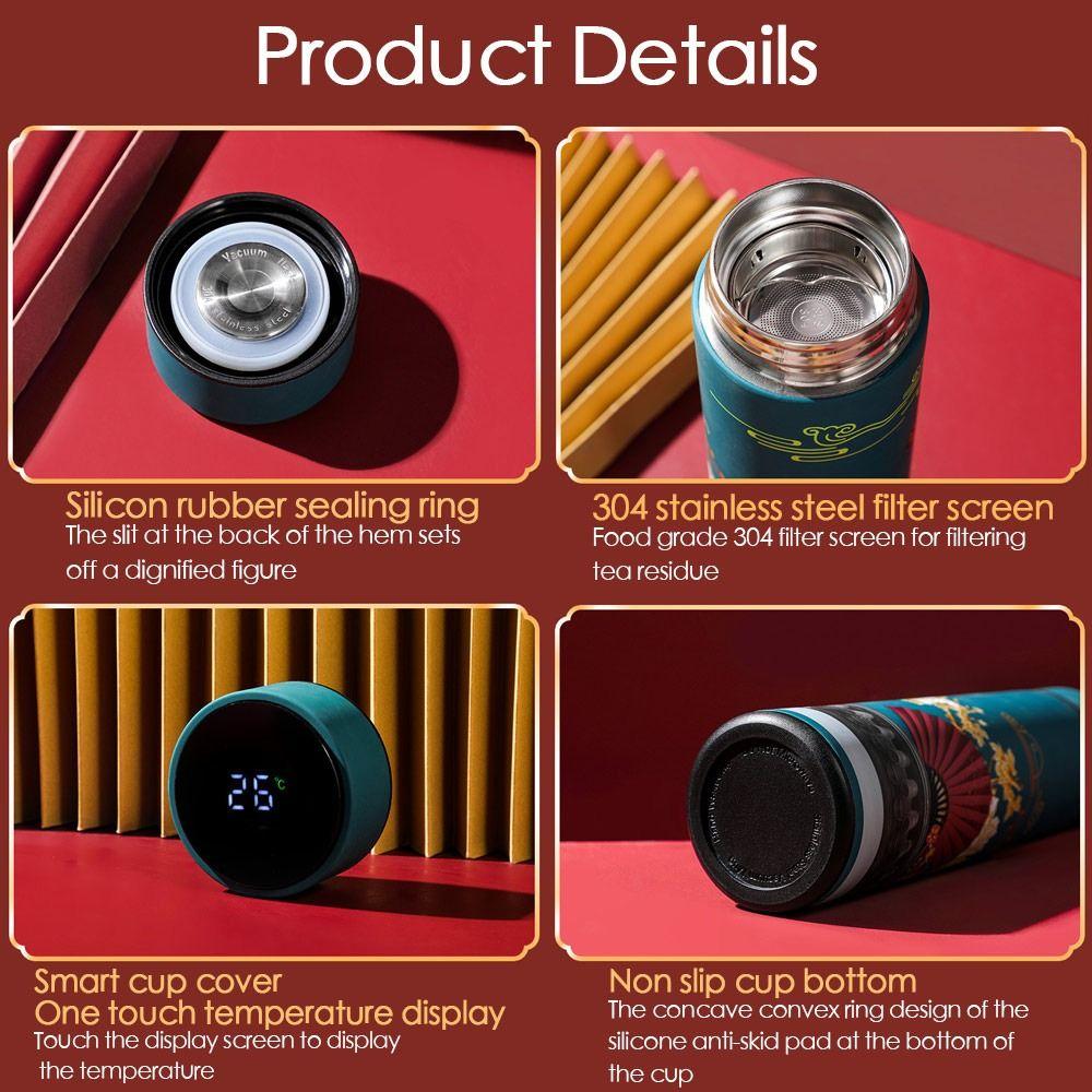 Water Bottle Vacuum Flasks Premium Travel  Mug Intelligent Temperature Display Chinese Style Cup