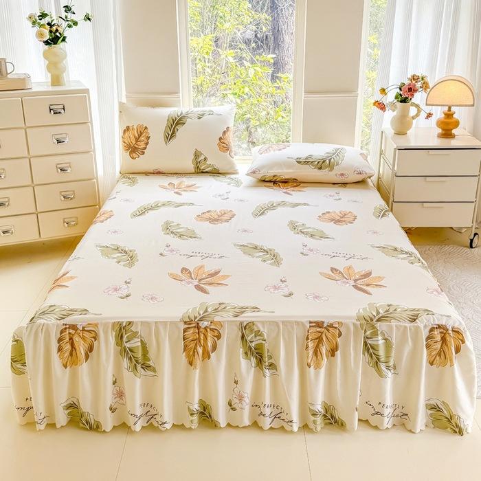 3pcs Bed Skirt Set Anti-slip Bed Skirt Bed Cover Full Bed Skirt Set Dust-proof Bed Sheet Bed Surround Bed Cover Mattress Protective Cover Bedding Set