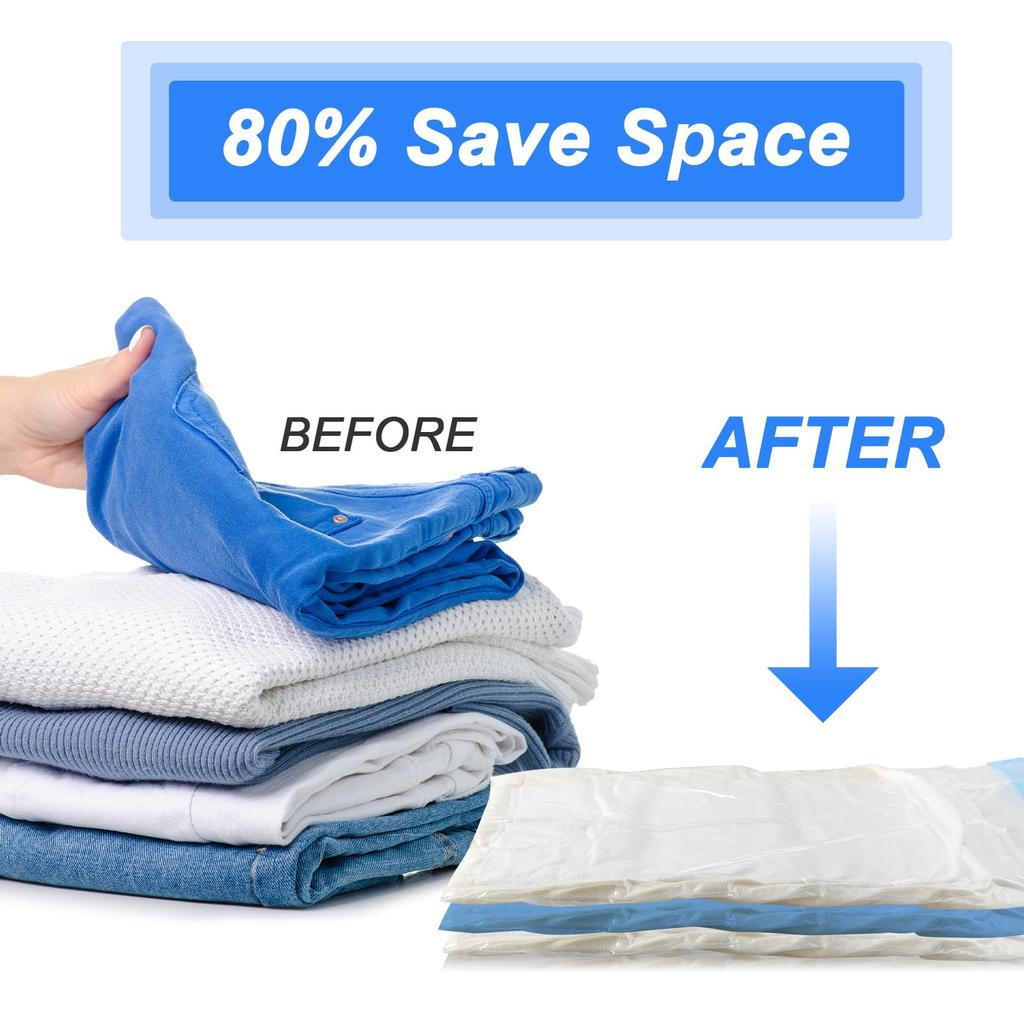 12PCS Compression Bags Travel Reusable Roll Up Vacuum Storage Bags Space Saving Packing Bags for Suitcases Organizer