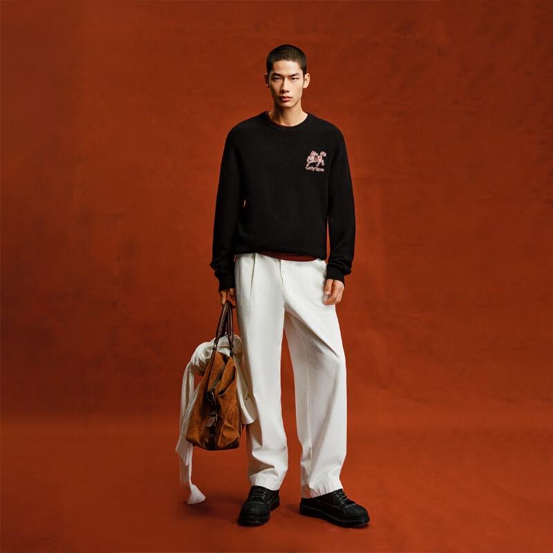 Jack&Jones Men's Embroidered Round Neck Knit Sweater