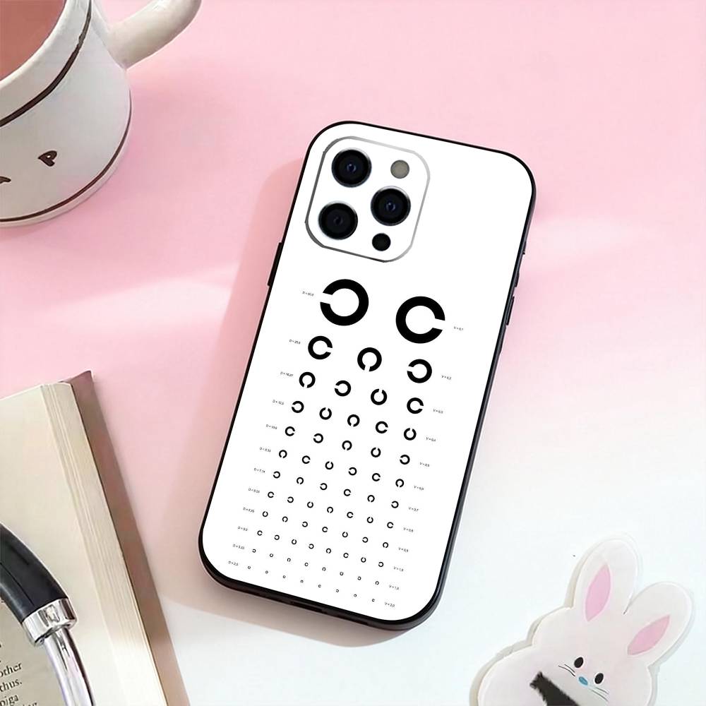 

M-Medical Eye Vision Chart Phone Case For iPhone 17,16,15,14,13,12,11 Plus,Pro Max,Soft Silicone Black Cover iPhone17promax