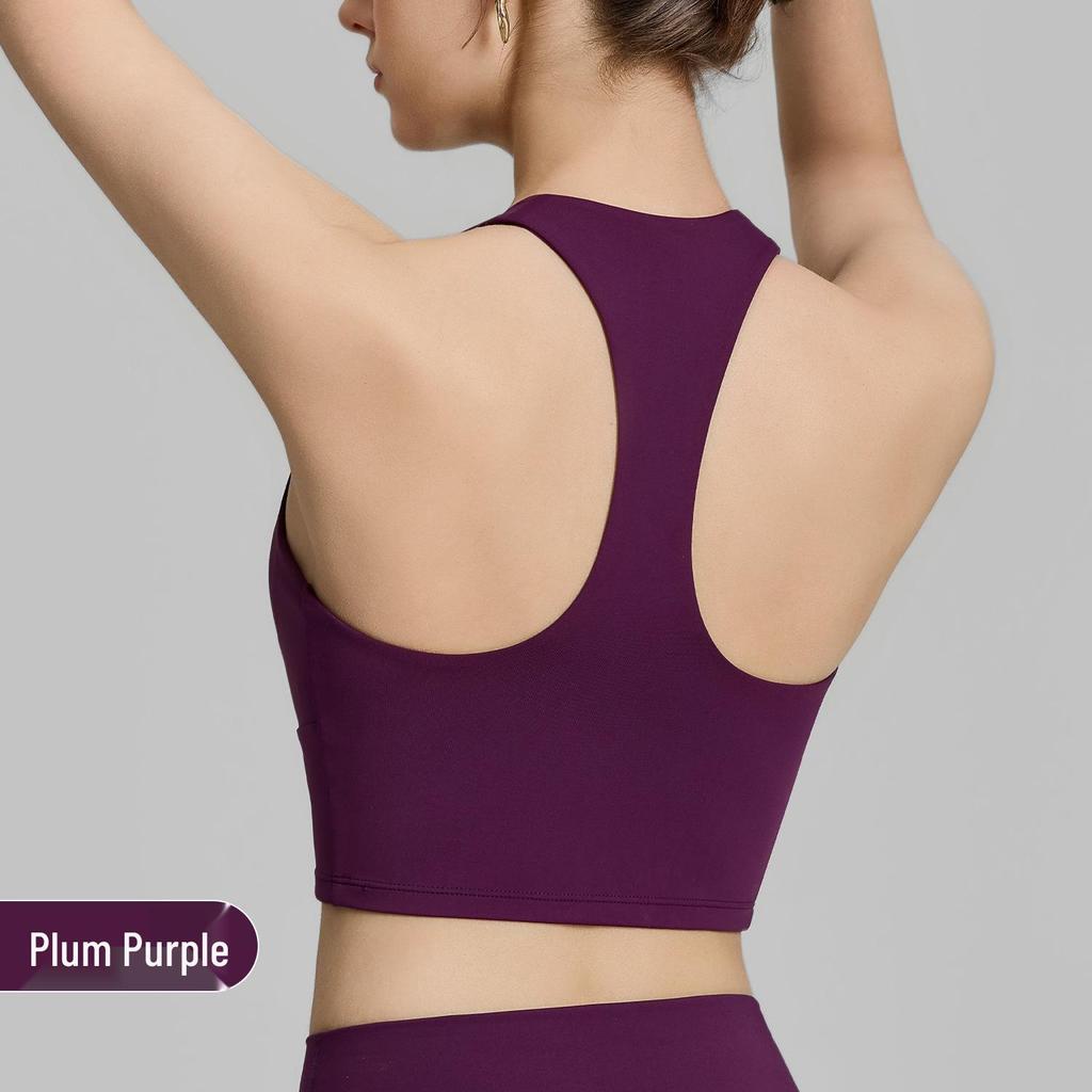 Spring Women's V-neck Sports Bra & Halterneck Yoga Tank Top with Fixed Cups - Supports Underarm Fat