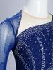 Girls Sparkly Rhinestones Dance Dress Mesh Long Sleeves Cutout Back Asymmetric Hem Figure Skating Dress