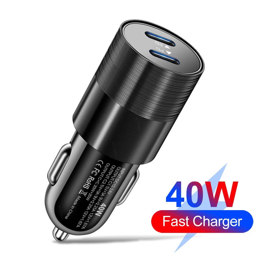 

New 40W Fast Charging Car Charger PD+PD Type C Dual Ports