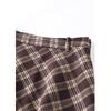 Women's Retro Brown Plaid Woolen High Waist A-Line Skirt - Elegant Slimming Mid-Length for 2025 Autumn/Winter
